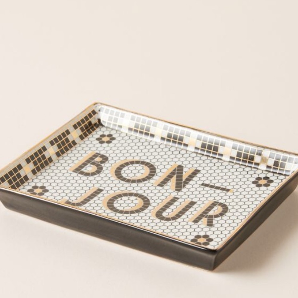 Anthropologie Bistro Tile BONJOUR Vanity Tray NWT - Picture 3 of 6